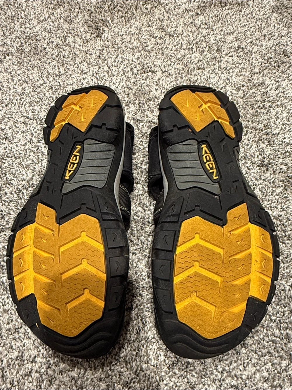 Keen Men's Black Sandals with Yellow Accents